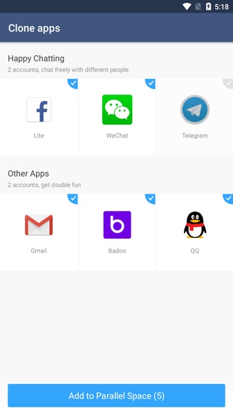 Parallel Space Lite－Dual App Скриншот 2