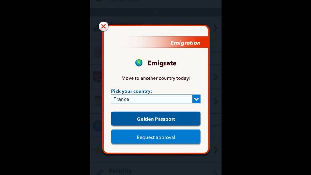 Emigration Selection in BitLife