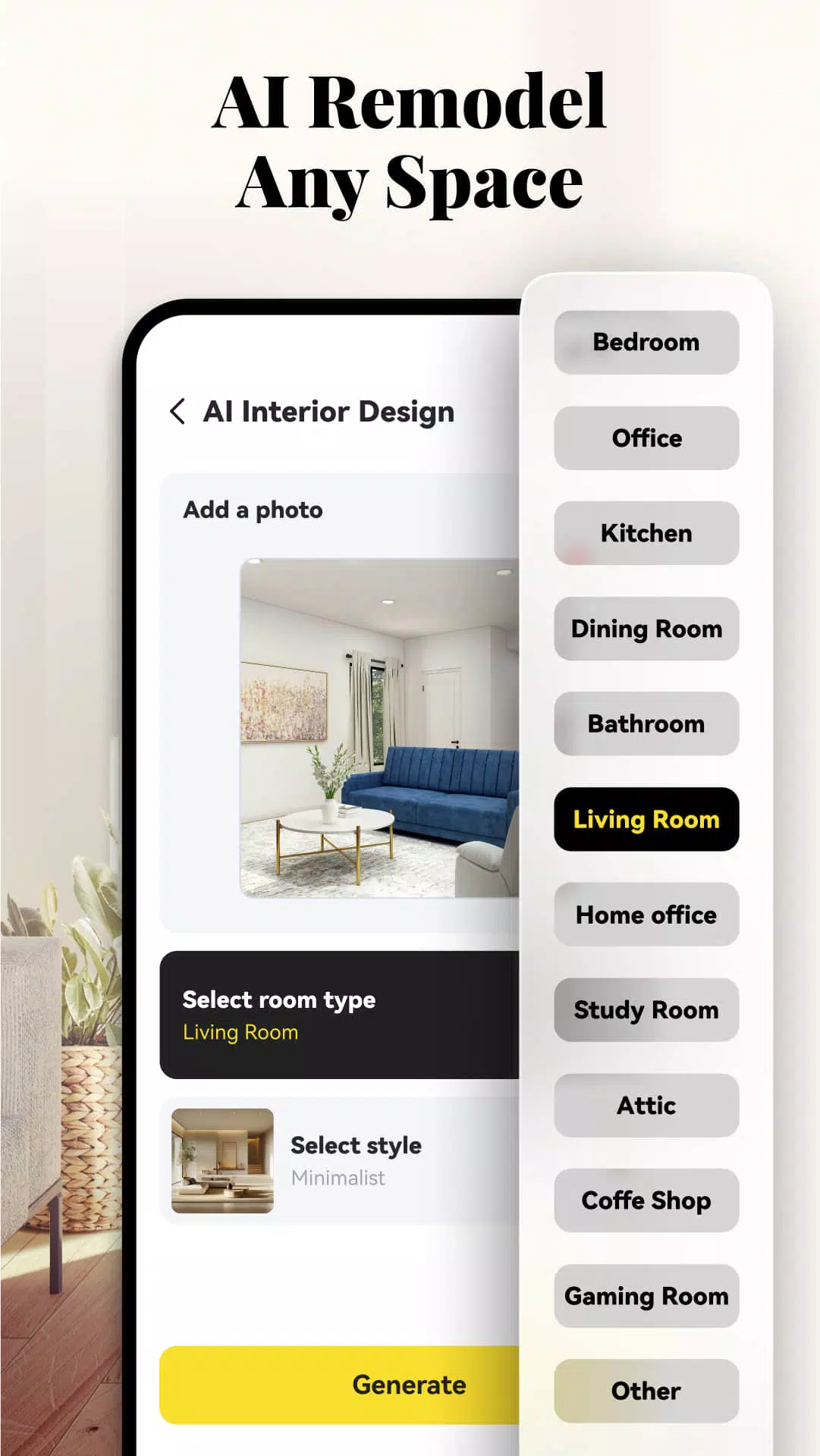 AI Home Design: Interior Decor 螢幕截圖 1