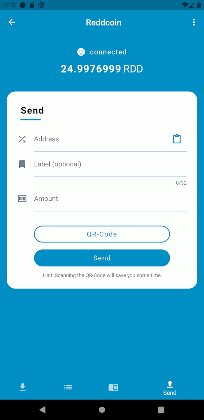 Reddcoin Mobile Wallet Screenshot 1