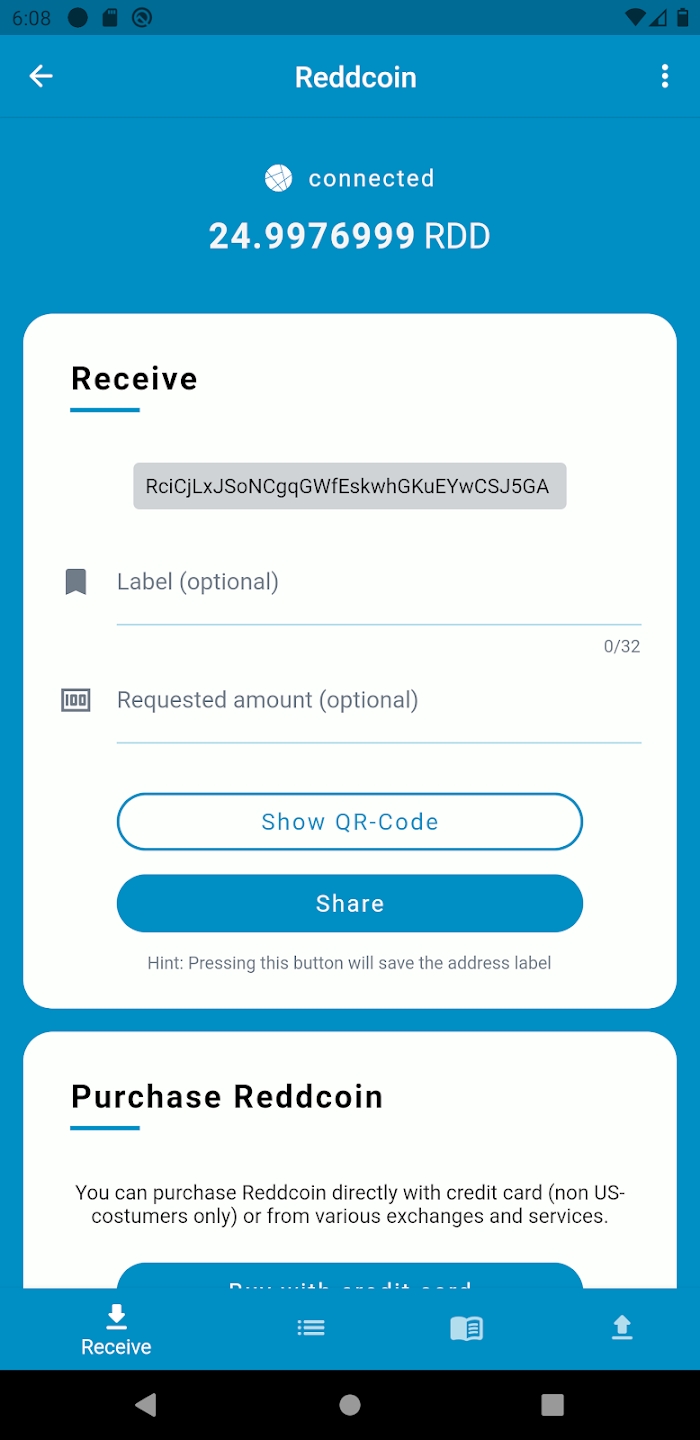 Reddcoin Mobile Wallet Screenshot 2