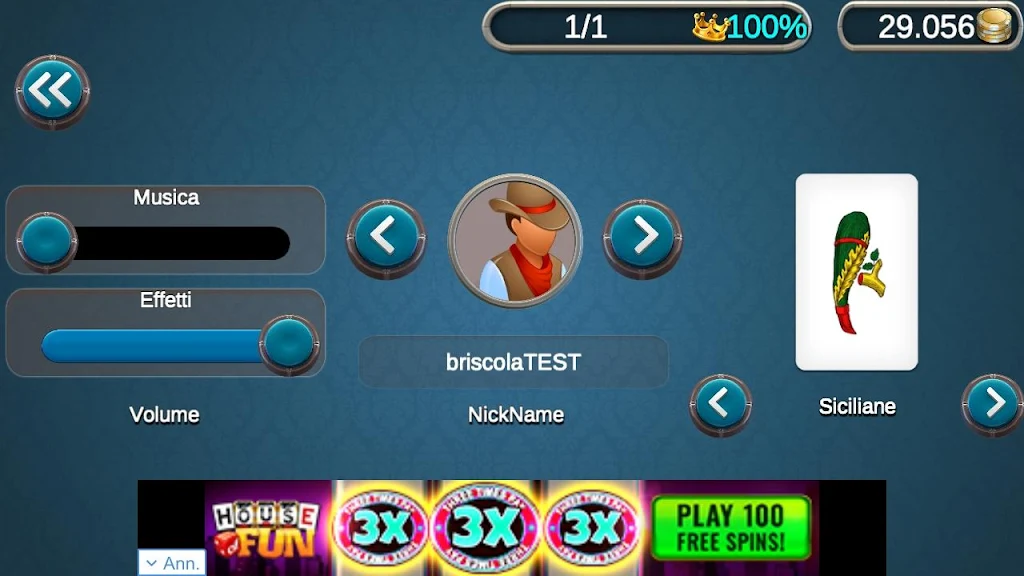 Schermata Briscola Pazza OnLine 2