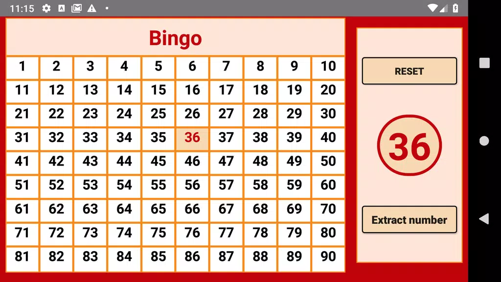 Bingo - numbers extractor - 90 numbers Ekran Görüntüsü 0