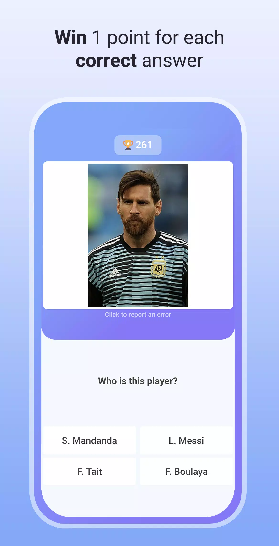 Quiz Soccer - Guess the name Скриншот 1