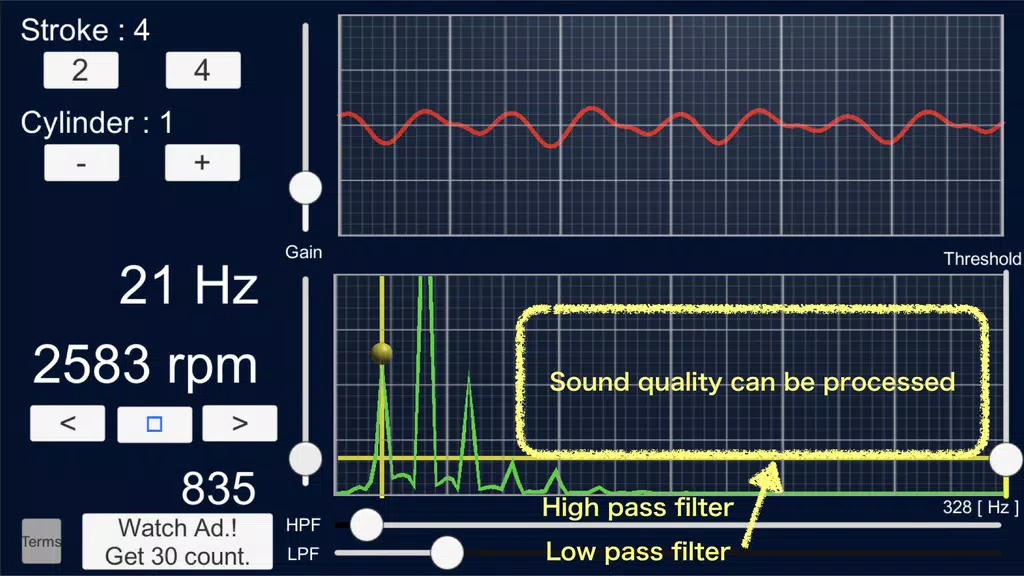 Engine Sound Analyzer:RPM Calc Schermafbeelding 3