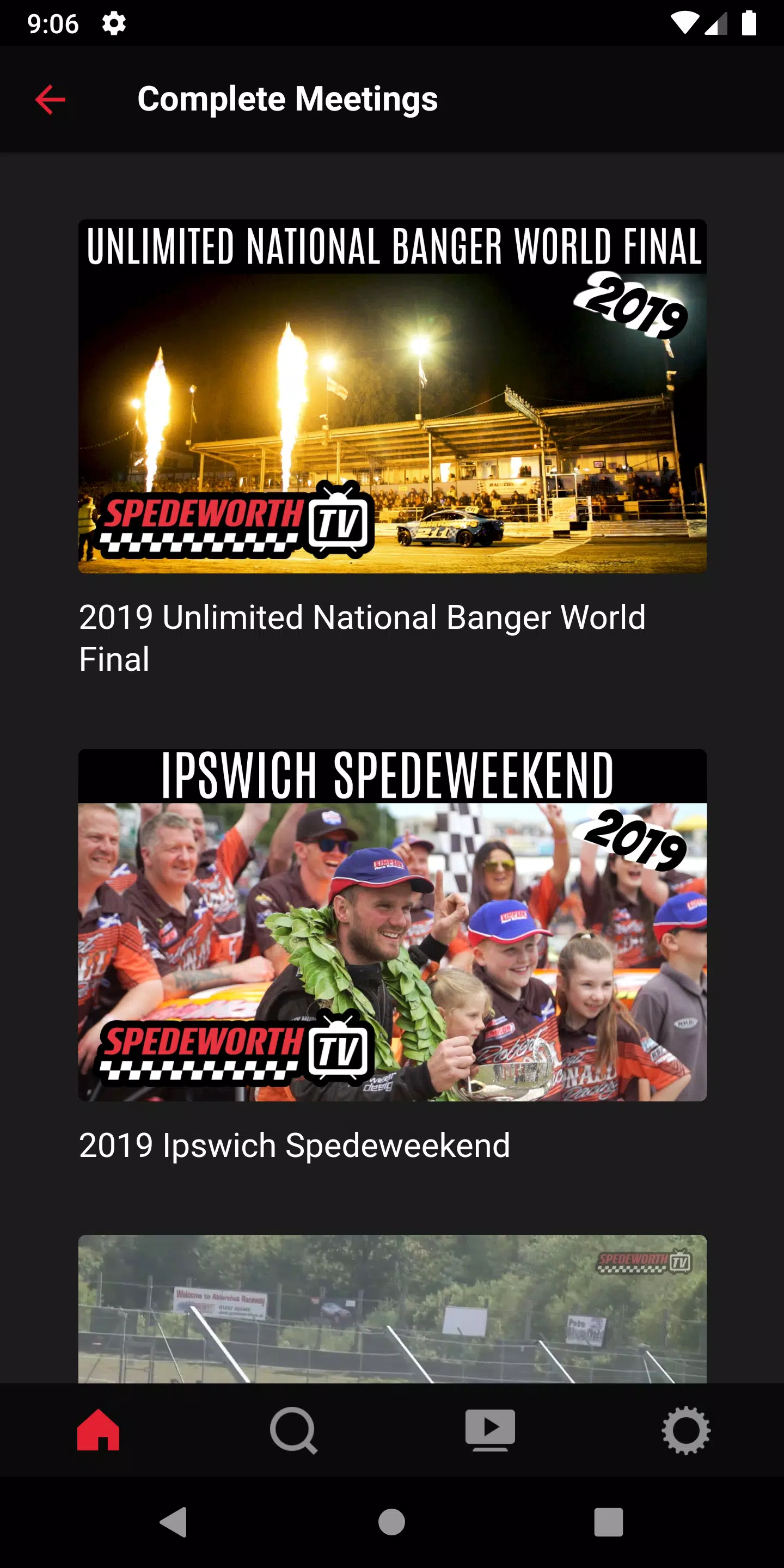 Schermata Spedeworth TV 1