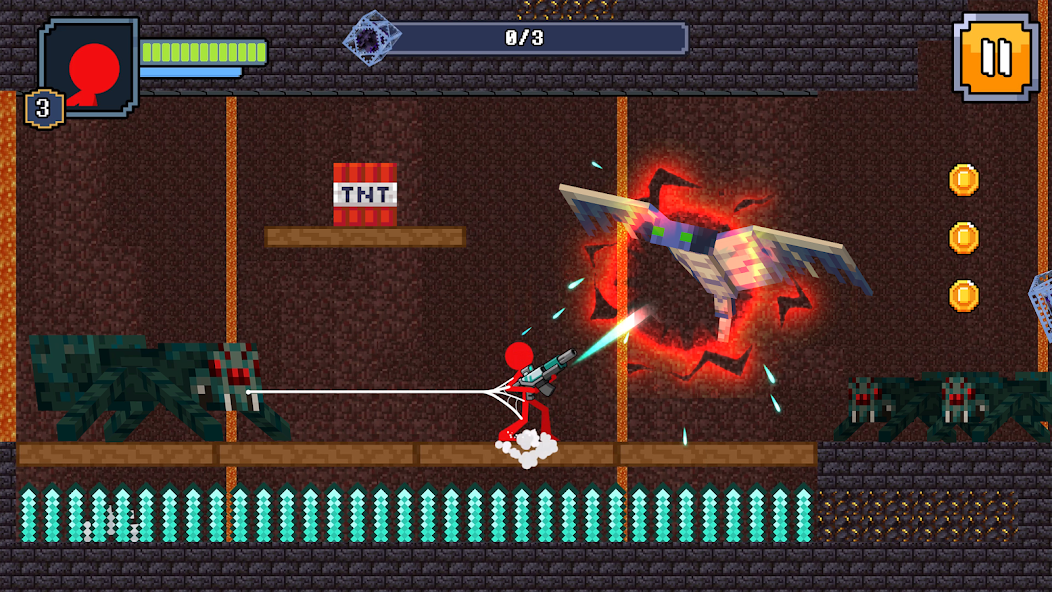 Red Stickman in Craft World Mod ဖန်သားပြင်ဓာတ်ပုံ 3