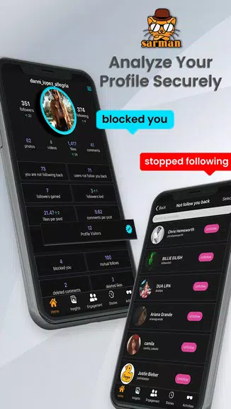 Sarman Instagram Analyzer: Followers & Unfollowers ဖန်သားပြင်ဓာတ်ပုံ 0