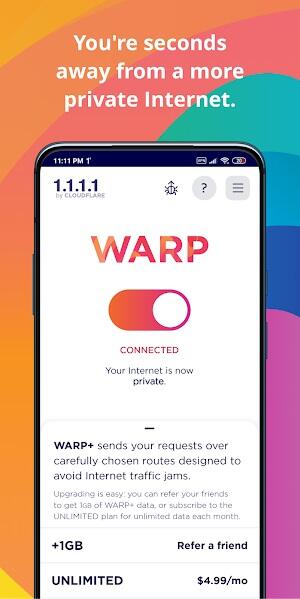 1.1.1.1 + WARP: Safer Internet 스크린샷 0