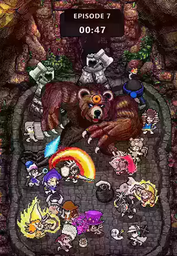 像素风英雄与巨熊战斗