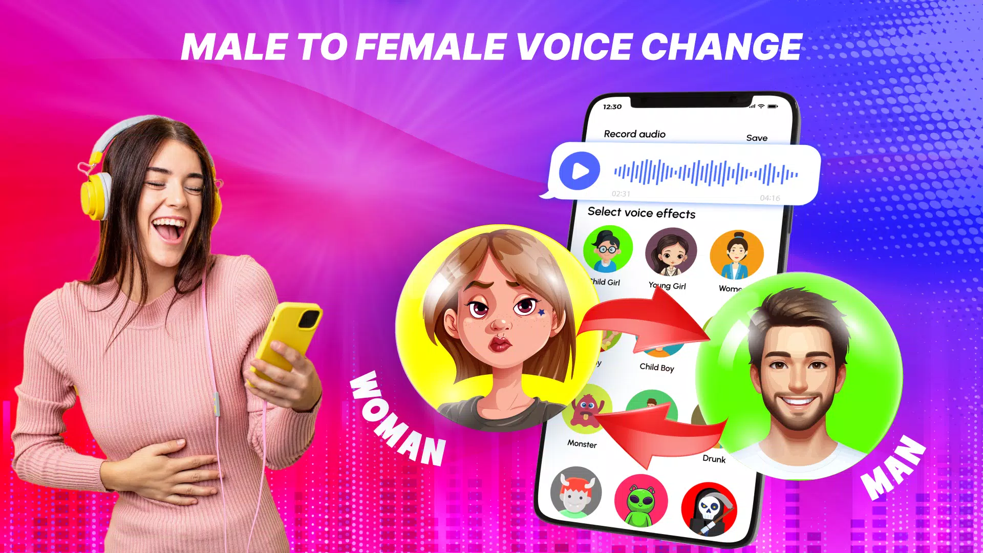 Voice Changer Male to Female Tangkapan skrin 2