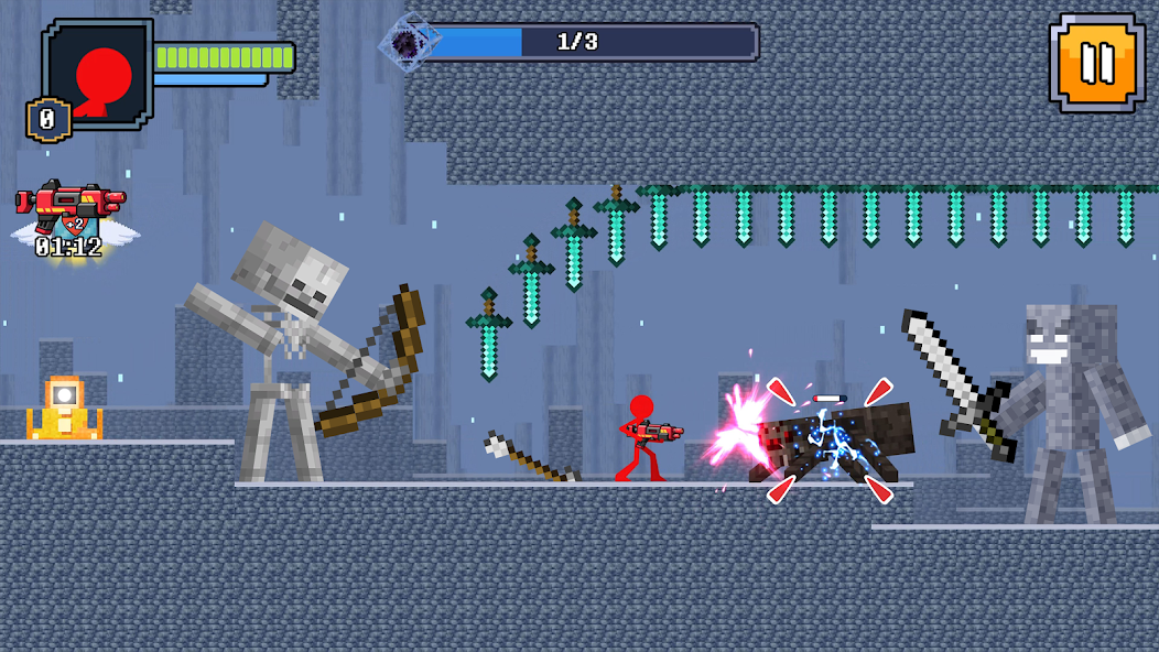 Red Stickman in Craft World Mod ဖန်သားပြင်ဓာတ်ပုံ 1