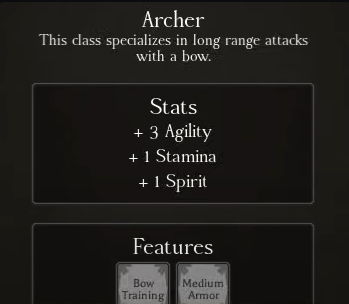 Un écran de création de personnages pour l'Archer en Rune Slayer