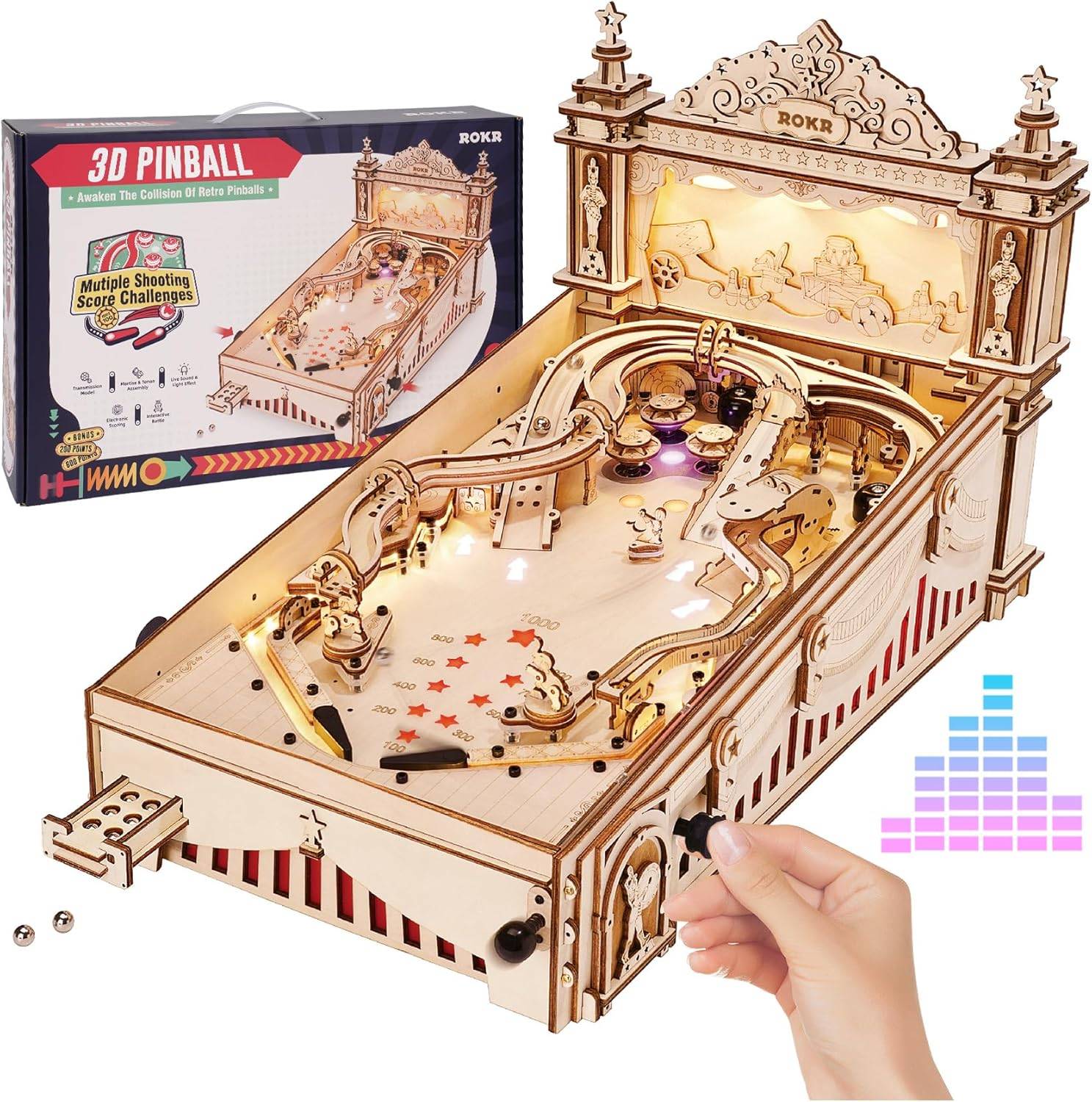 ROKR 3D Wooden Puzzle Pinball Machine