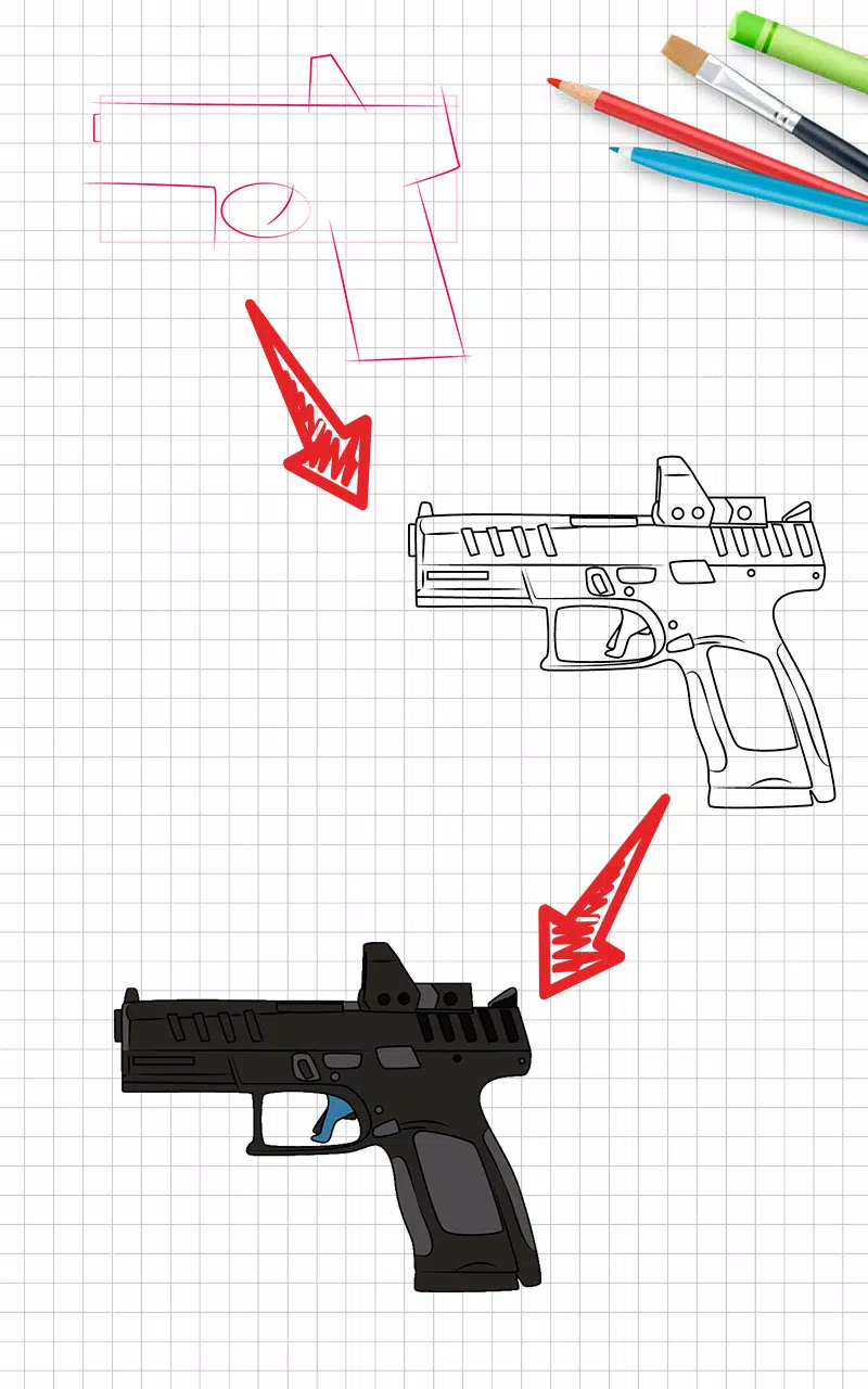 How to draw weapons step by st Captura de tela 0