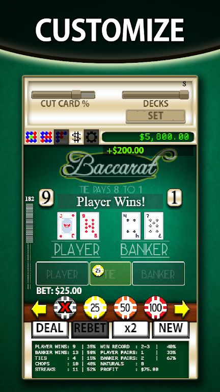 Baccarat Simulator Ekran Görüntüsü 3