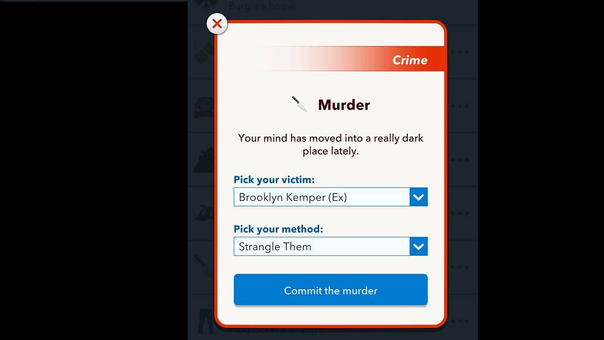 BitLife Strangle Them Murder Option