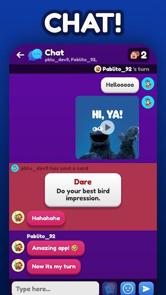 Verdade ou Desafio 2 Jogo Chat Captura de tela 0