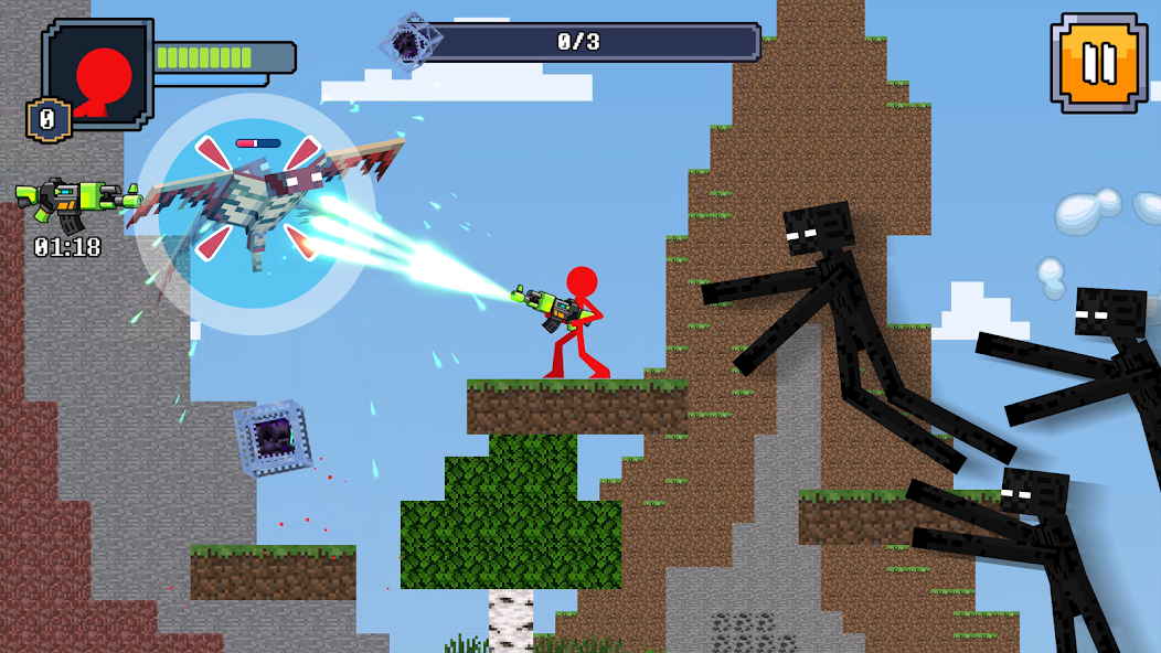 Red Stickman in Craft World Mod ဖန်သားပြင်ဓာတ်ပုံ 0