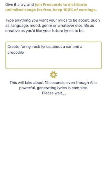 AI Lyrics Generator स्क्रीनशॉट 1