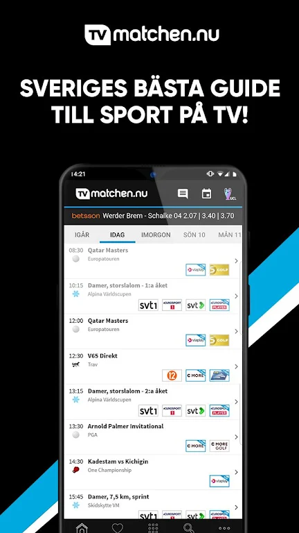 TVmatchen.nu - sport på TV 螢幕截圖 0