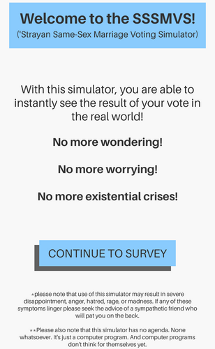 Australian Same Sex Marriage Voting Simulator Screenshot 1