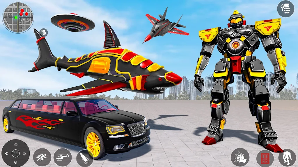 Shark Robot Transform Car Game Ekran Görüntüsü 1