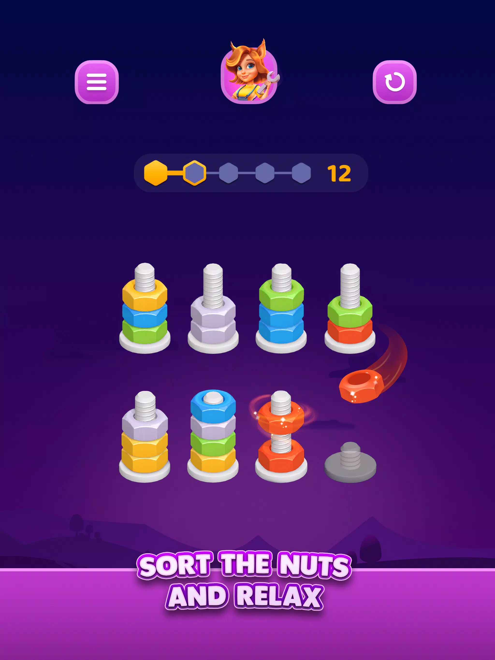 Nut Sort: Color Sorting Game Schermafbeelding 1
