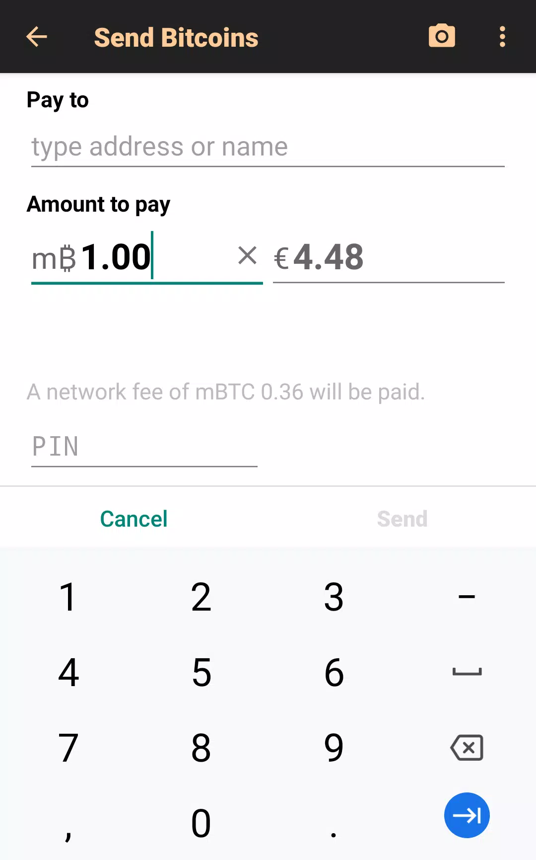 Bitcoin Wallet Tangkapan skrin 1