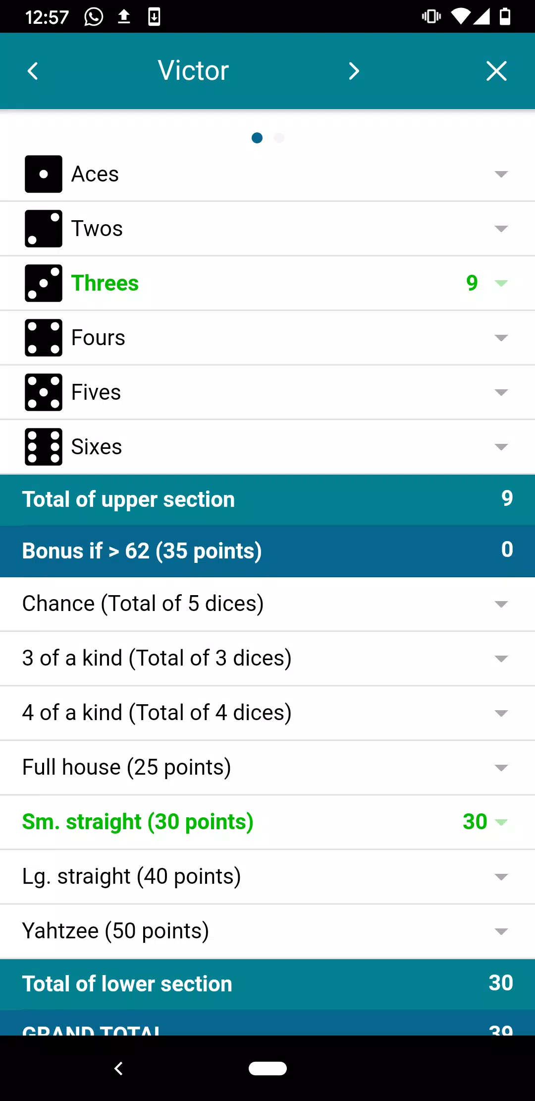 Yam's ScoreSheet (no advertisi应用截图第1张