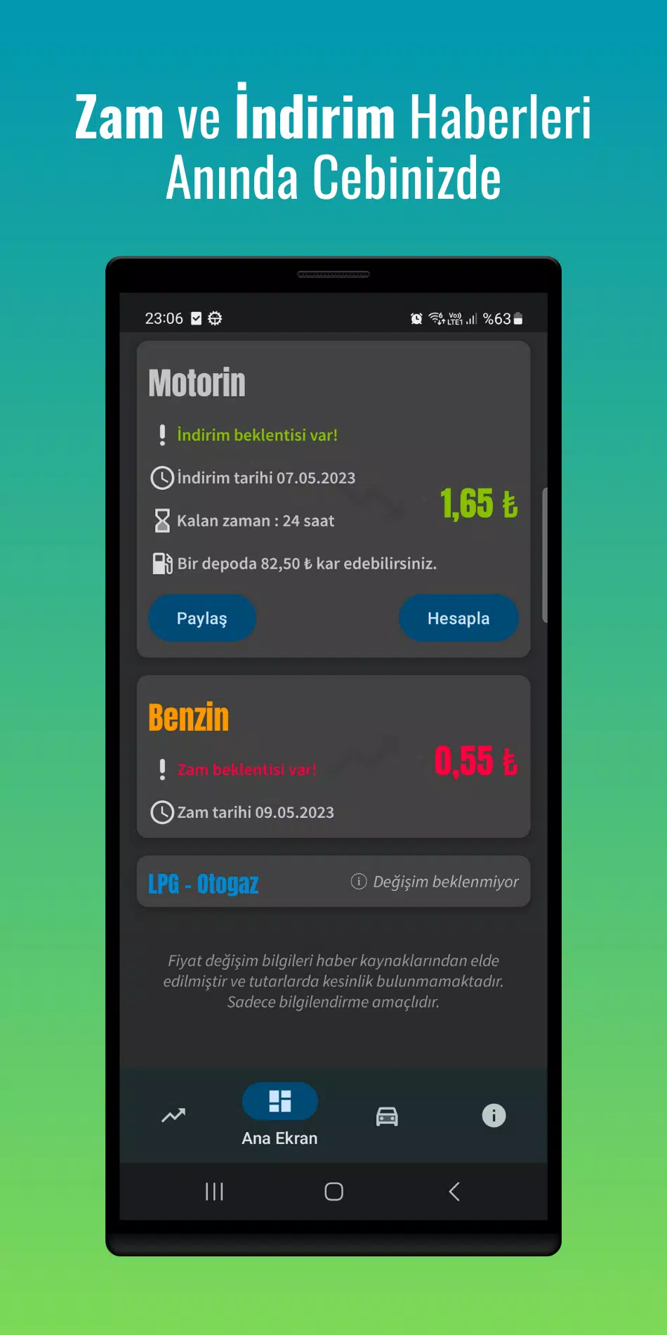 Yakıt Fiyat Alarmı Captura de tela 0