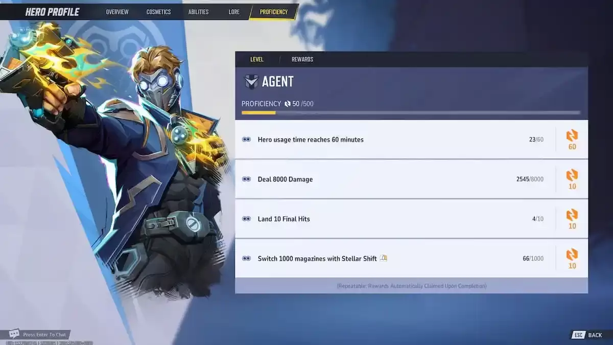 Marvel Rivals Proficiency Screen