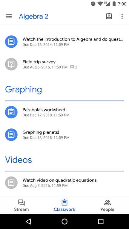 Google Classroom Screenshot 1