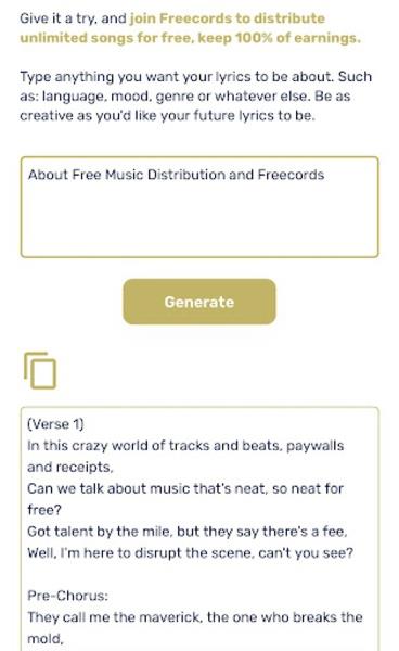 AI Lyrics Generator Screenshot 3