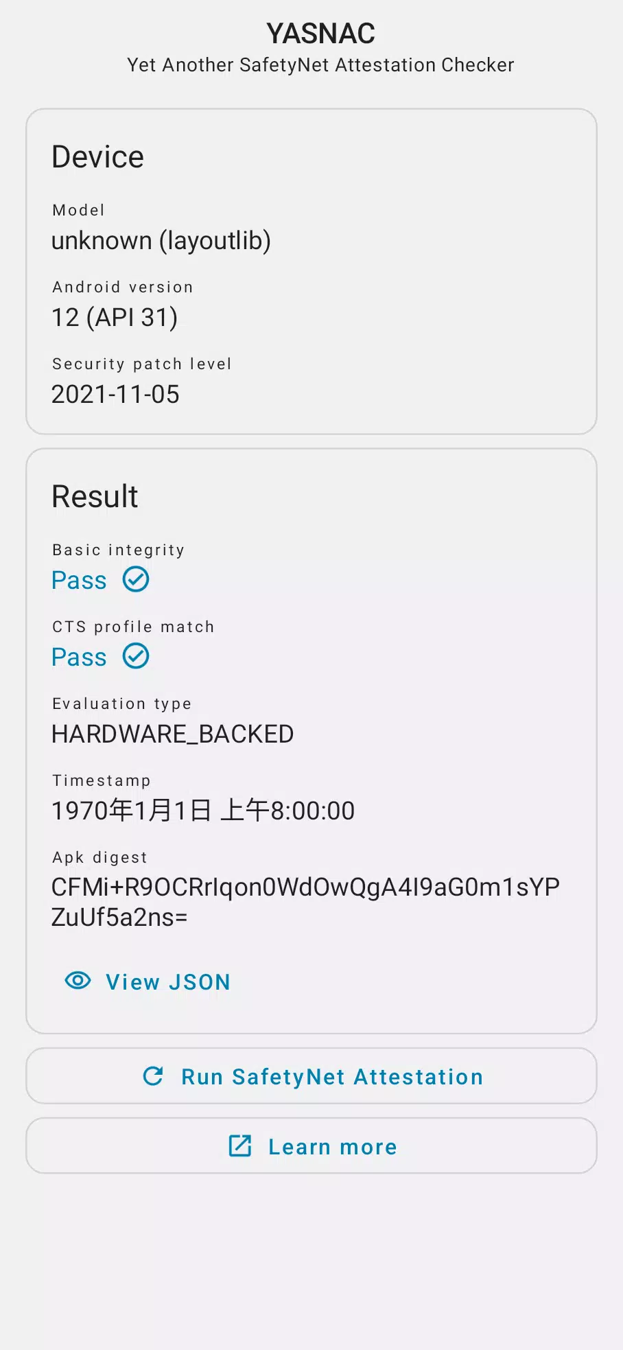YASNAC - SafetyNet Checker 스크린샷 0