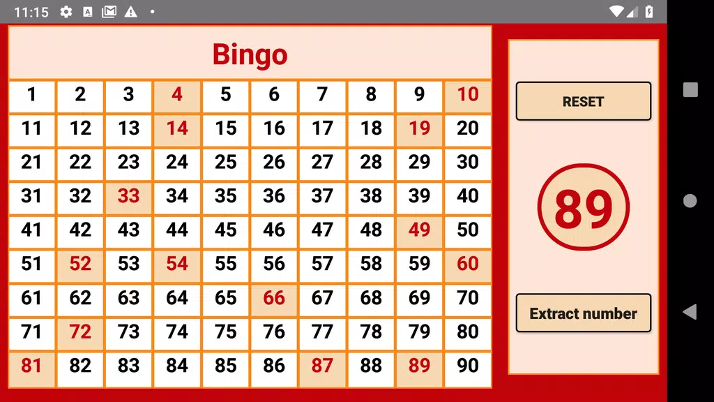 Bingo - numbers extractor - 90 numbers Ekran Görüntüsü 1