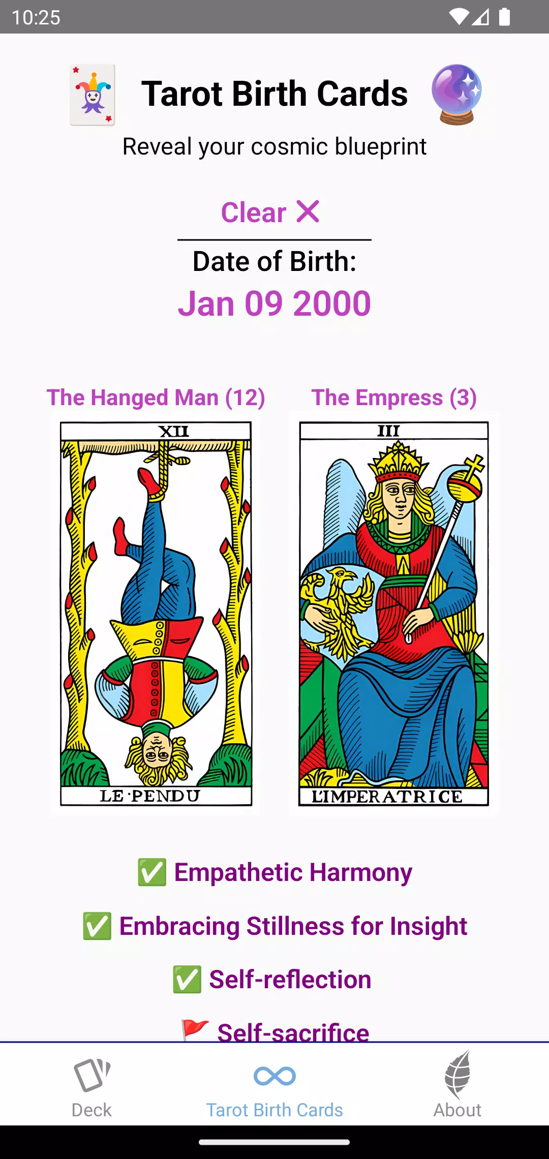 Tarot Birth Cards应用截图第2张