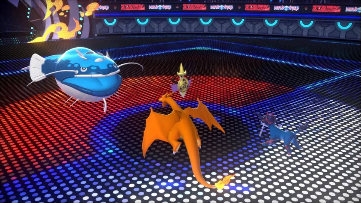 Una battaglia di Pokemon Champions che coinvolge un Charizard e Samurott